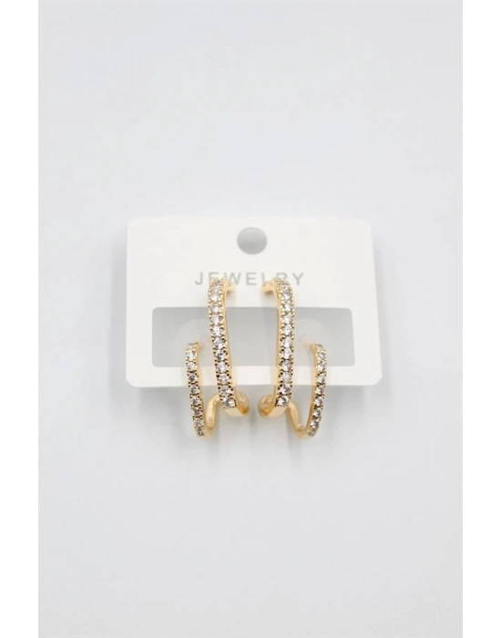 Taşlı Küpe - Altın