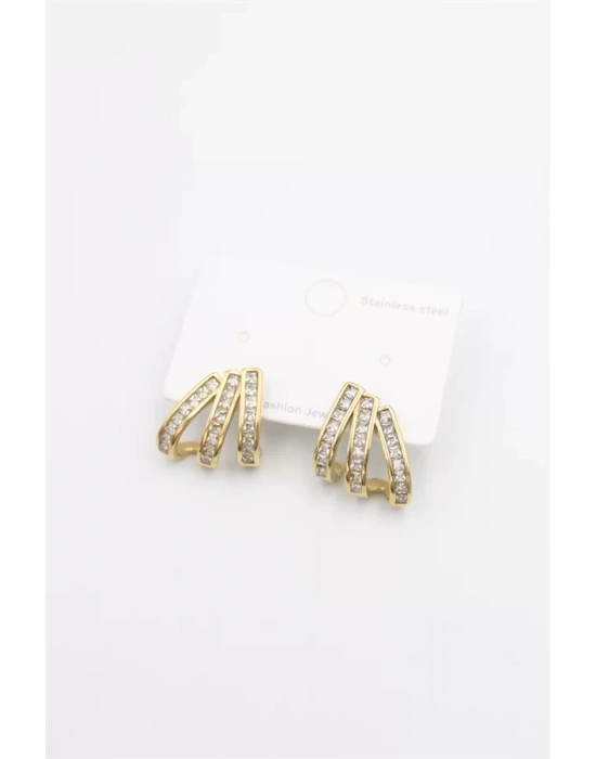 Taşlı Küpe - Altın