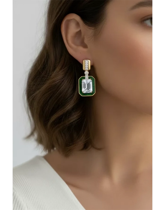 Taşlı Küpe - Altın