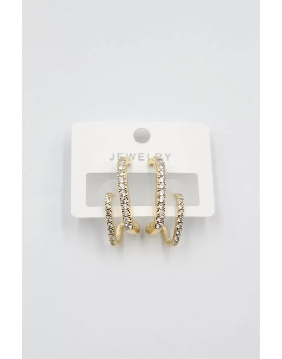 Taşlı Küpe - Altın