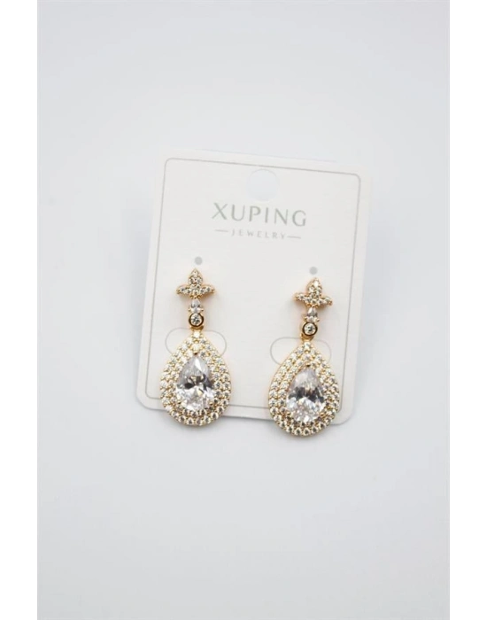 Taşlı Küpe - Beyaz