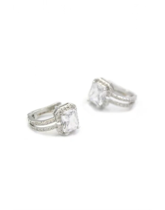 Taşlı Küpe - Beyaz