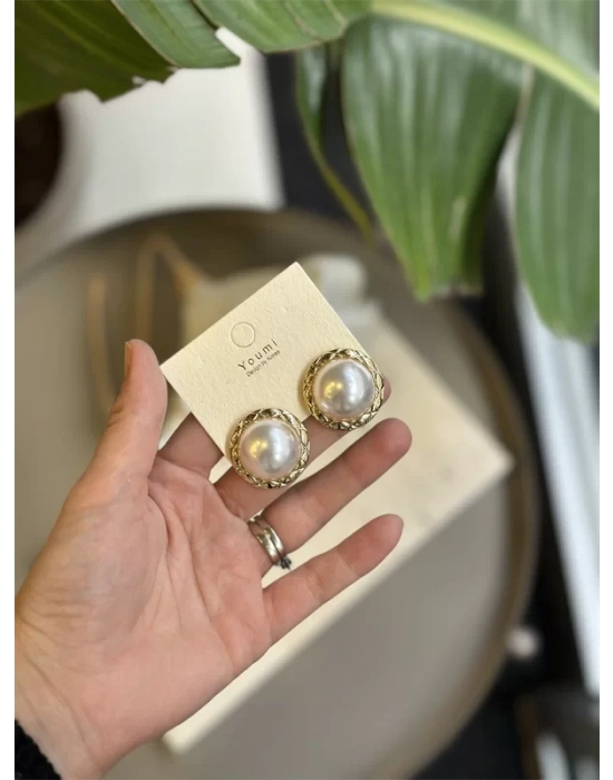 Taşlı Küpe - Beyaz