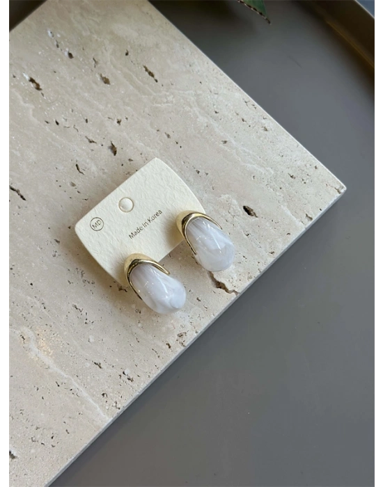 Taşlı Küpe - Beyaz