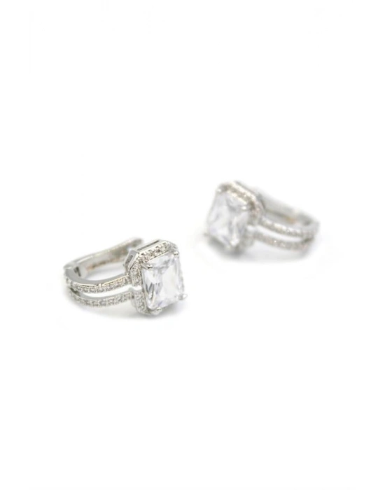 Taşlı Küpe - Beyaz