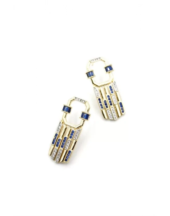 Taşlı Küpe - Mavi