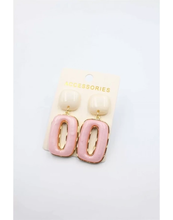 Taşlı Küpe - Pembe