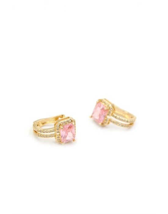 Taşlı Küpe - Pembe