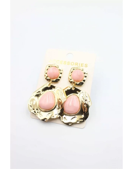 Taşlı Küpe - Pembe