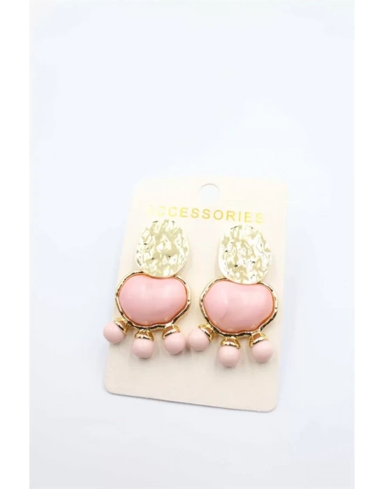 Taşlı Küpe - Pembe