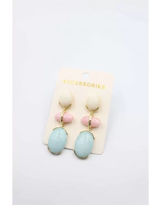 Taşlı Küpe - Pembe