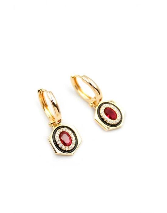 Taşlı Küpe - Pembe