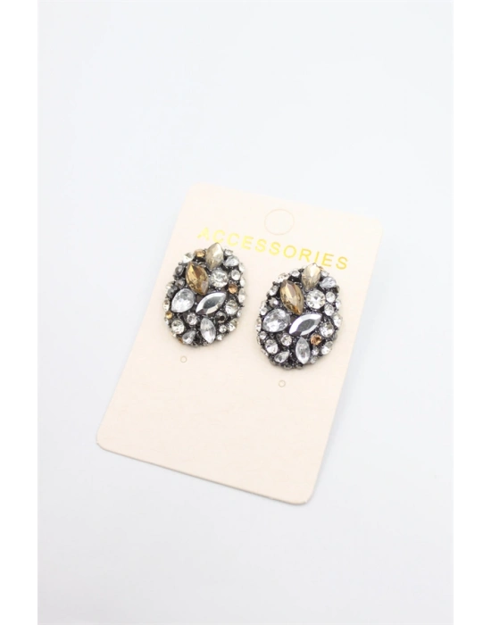 Taşlı Küpe - Siyah