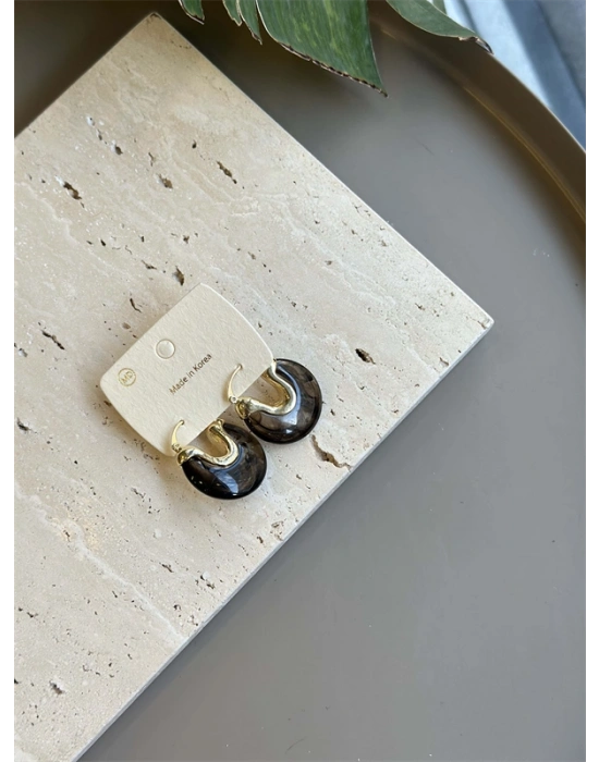 Taşlı Küpe - Siyah