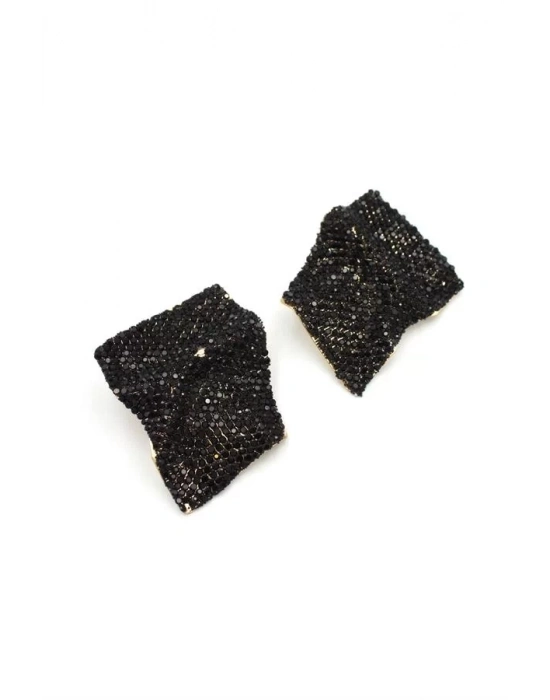 Taşlı Küpe - Siyah