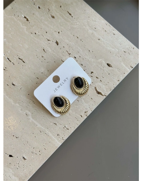 Taşlı Küpe - Siyah