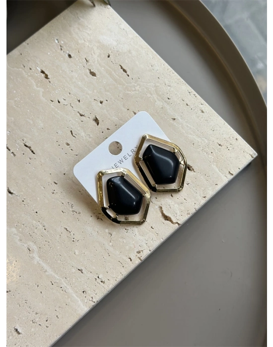 Taşlı Küpe - Siyah