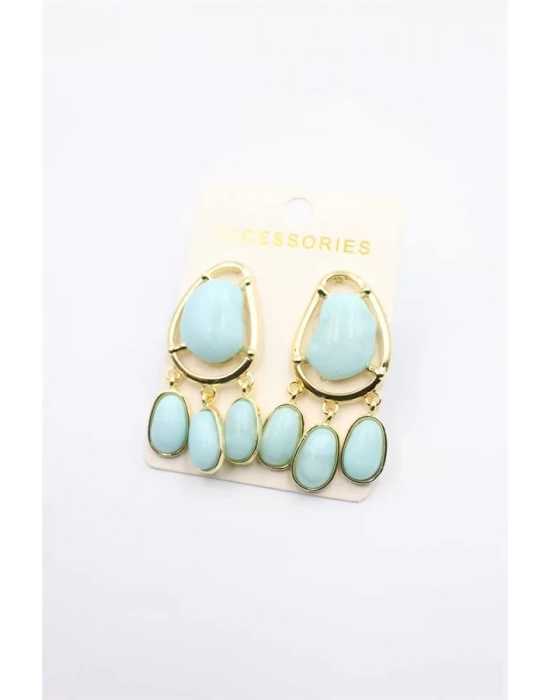 Taşlı Küpe - Turkuaz