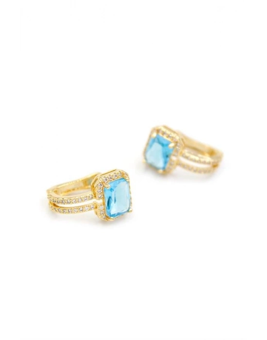 Taşlı Küpe - Turkuaz