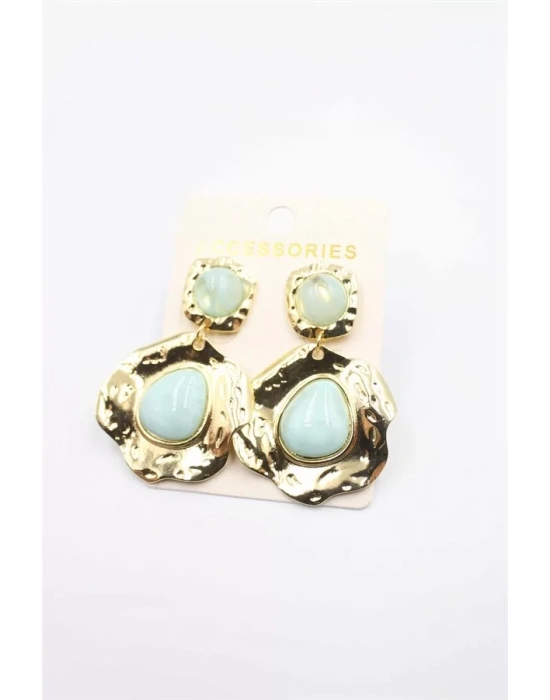 Taşlı Küpe - Turkuaz