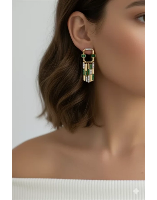 Taşlı Küpe - Yeşil