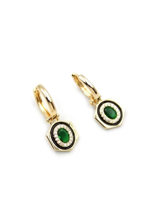 Taşlı Küpe - Yeşil