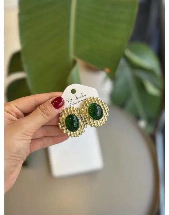 Taşlı Küpe - Yeşil