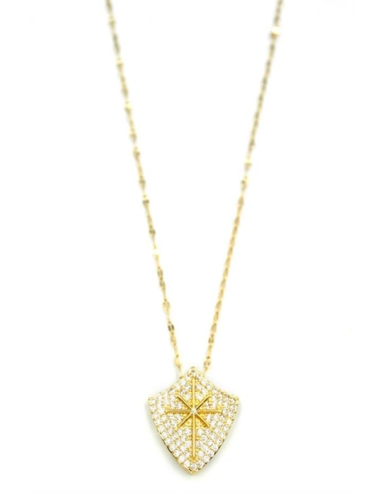 Taşlı Kutup Yıldızı Kolye - Altın