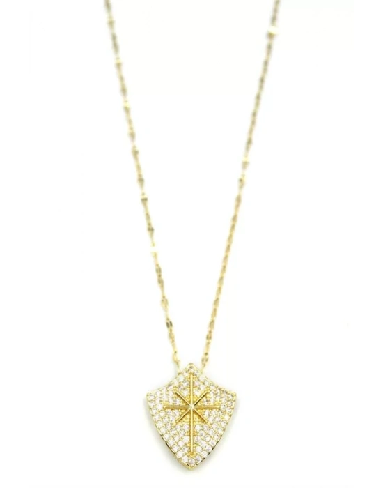 Taşlı Kutup Yıldızı Kolye - Altın