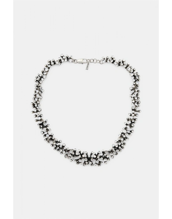 Taşlı Mercan Kolye - Gümüş