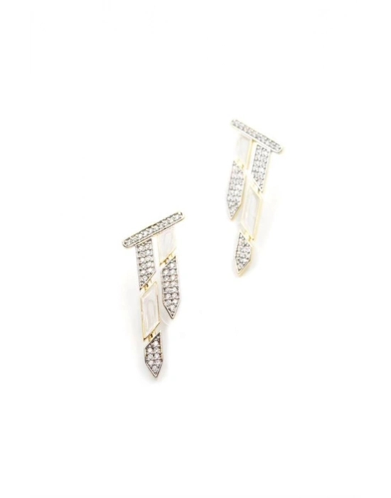 Taşlı Mineli Küpe - Altın