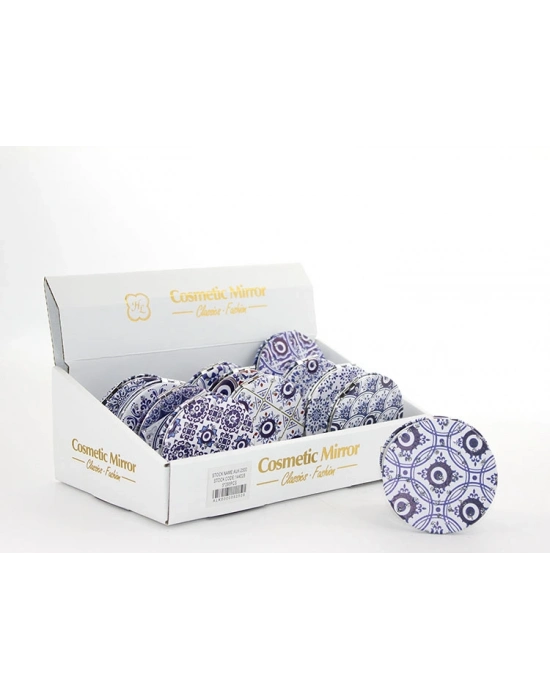 Taşlı Nazar Boncuklu Yuvarlak El Aynası İnce