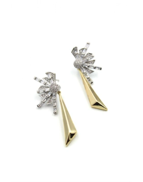 Taşlı Sallantılı Küpe - Altın