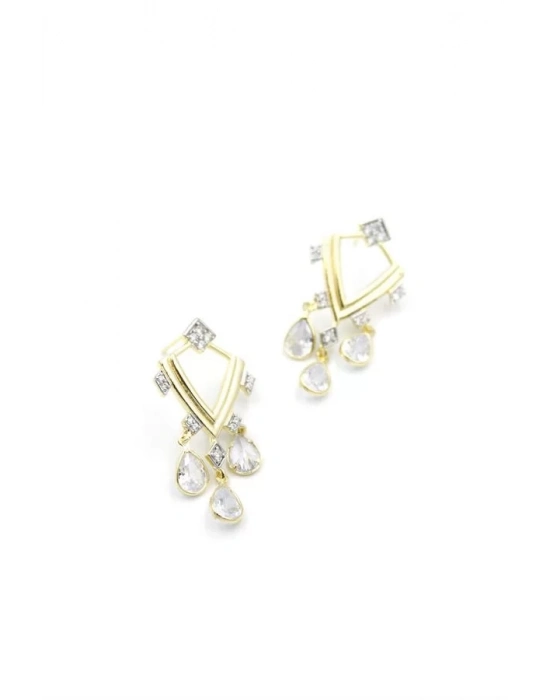 Taşlı Sallantılı Küpe - Altın