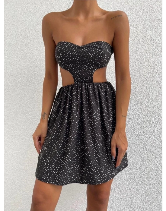 Taşlı straplez elbise