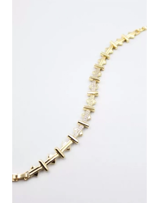 Taşlı Üçgen Bileklik - Altın