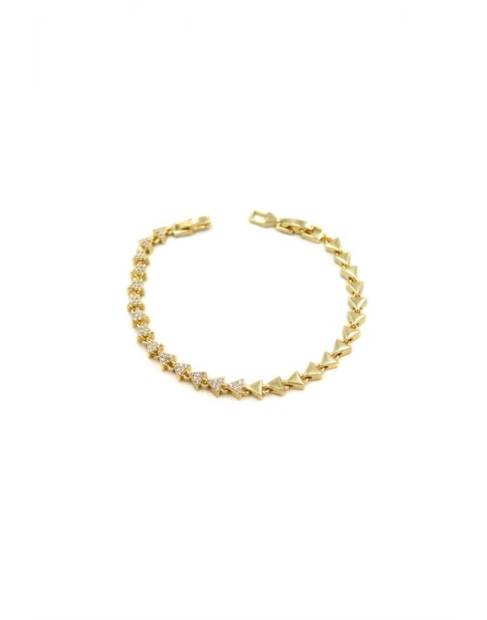 Taşlı Üçgen VİP Bileklik - Altın