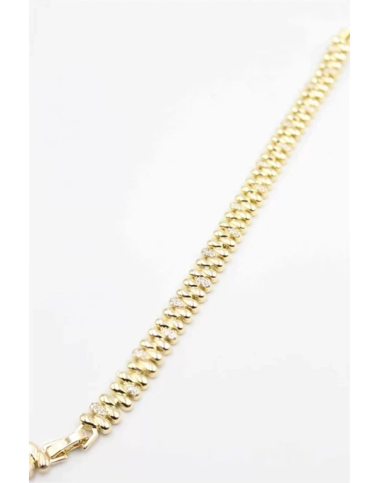 Taşlı Vip Bileklik - Altın