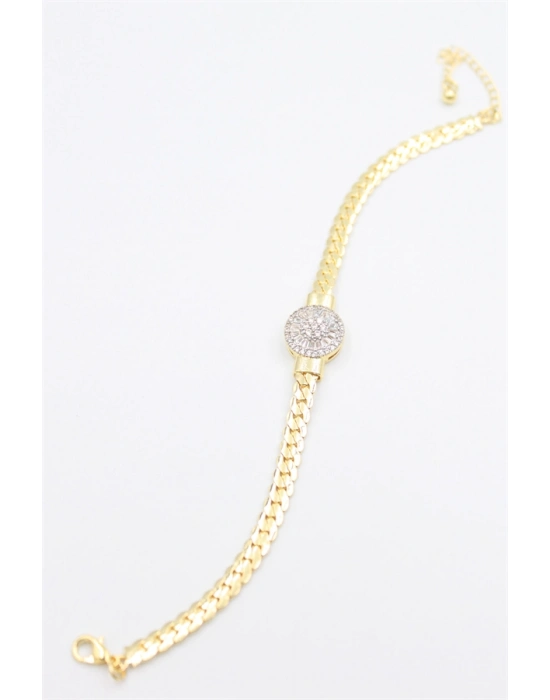 Taşlı Vip Bileklik - Altın