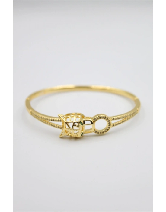 Taşlı Vip Bilezik - Altın