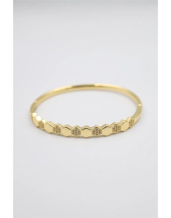 Taşlı Vip Bilezik - Altın