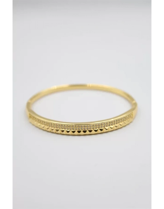 Taşlı Vip Bilezik - Altın