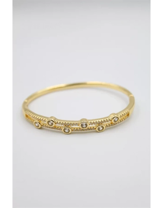 Taşlı Vip Bilezik - Altın