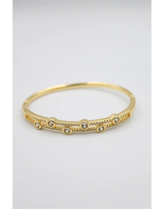 Taşlı Vip Bilezik - Altın