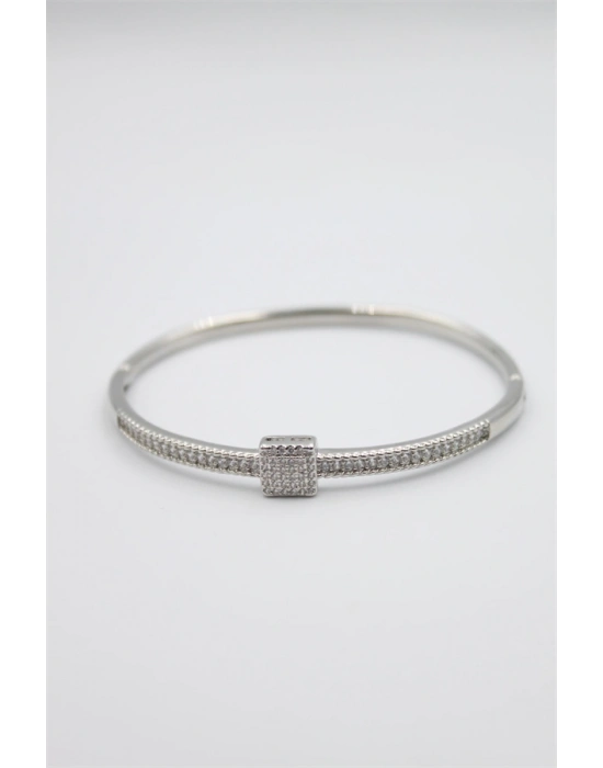 Taşlı Vip Bilezik - Gümüş