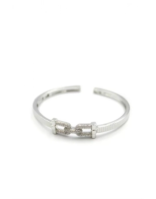 Taşlı Vip Bilezik - Gümüş