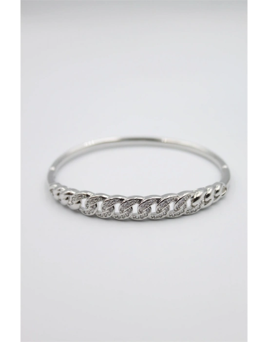 Taşlı Vip Bilezik - Gümüş