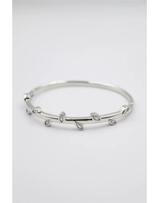 Taşlı Vip Bilezik - Gümüş