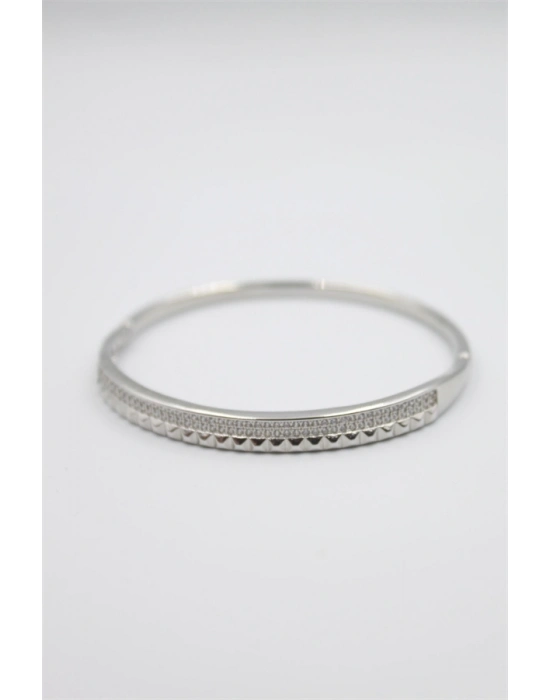 Taşlı Vip Bilezik - Gümüş