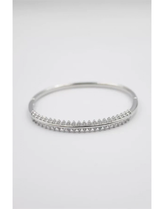 Taşlı Vip Bilezik - Gümüş